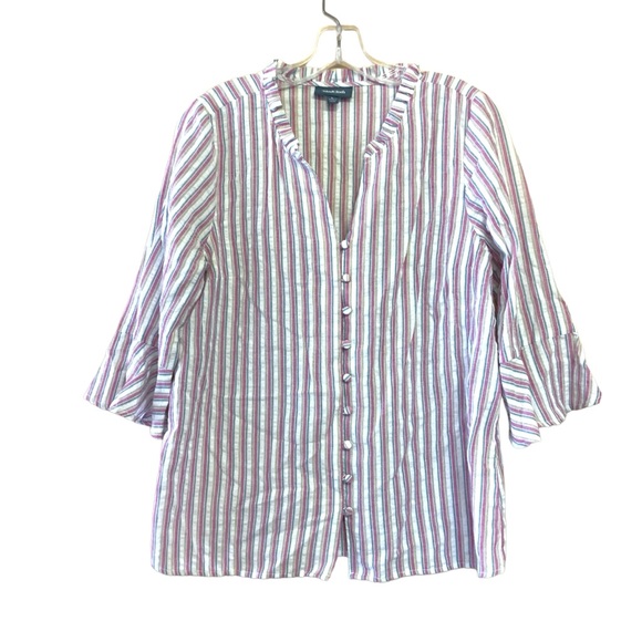 Modcloth Striped Large Professional Pizzazz Button Down Blouse - Picture 3 of 8
